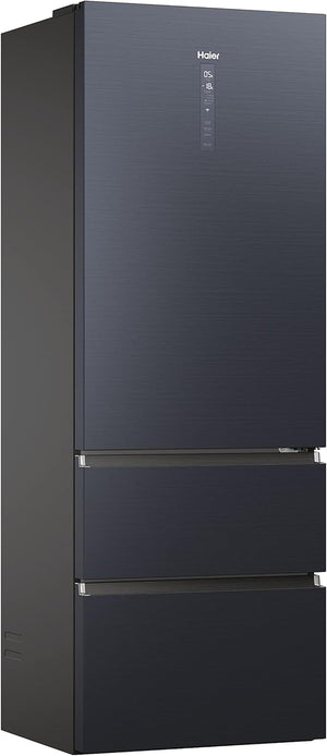 Haier 3D 70 Serie 7 Frigorifero Combinato a 3 Porte, 483 Litri, Cassetti Easy Access, No Frost, Connessione Wi-Fi e Bluethooth, Classe E, Libera Installazione, 70 x 67,5 x 200,6 cm, Nero - HTW7720ENMB
