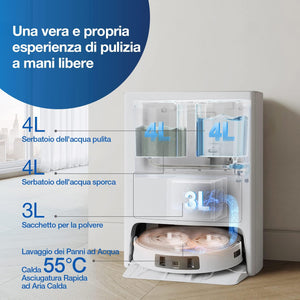 ECOVACS DEEBOT T20 OMNI Robot Aspirapolvere Lavapavimenti 6000Pa con Stazione Svuota Polvere e Pulizia Sollevamento